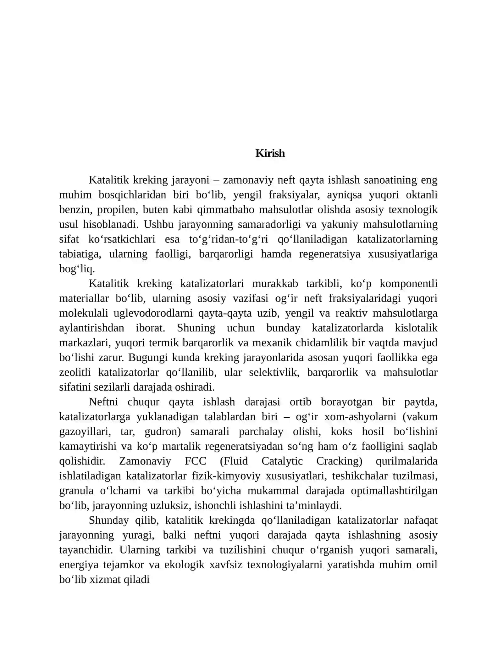 Katalitik kreking jarayonida ishlatiladigan katalizatorlar 2