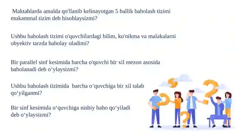 O‘quvchilar bilimini baholashning yangi tizimi 2