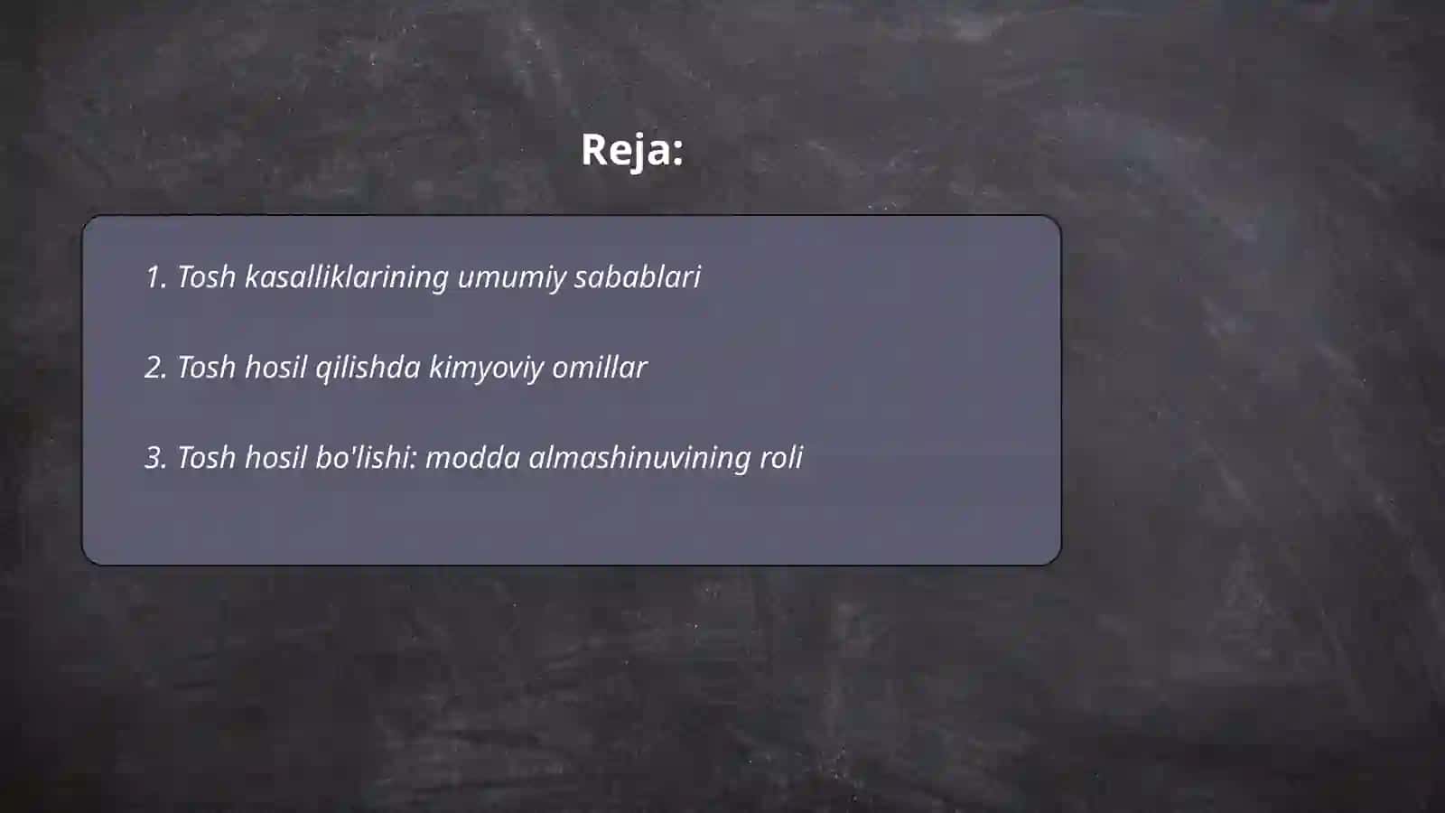 Tosh kasalikllarining kimyoviy asoslari 2