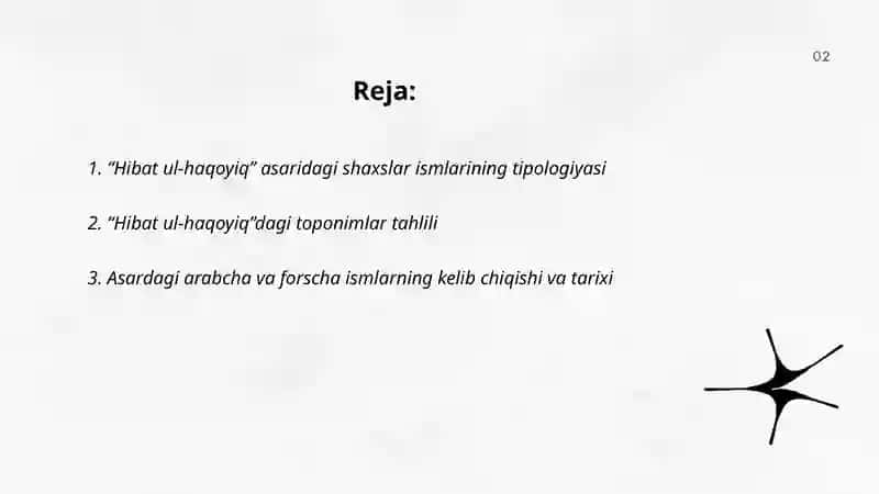 "Hibat ul-haqoyiqʼʼ asaridagi onomastika" 2