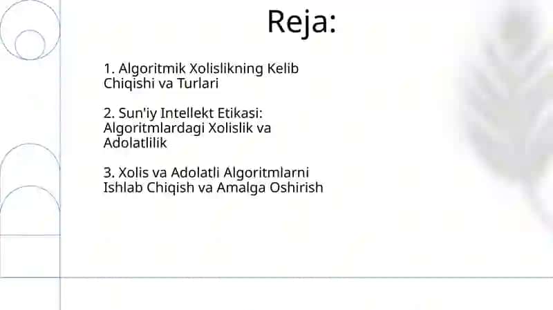 AI etikasi: Algoritmlardagi tarafkashlik va adolatni hal qilish 2
