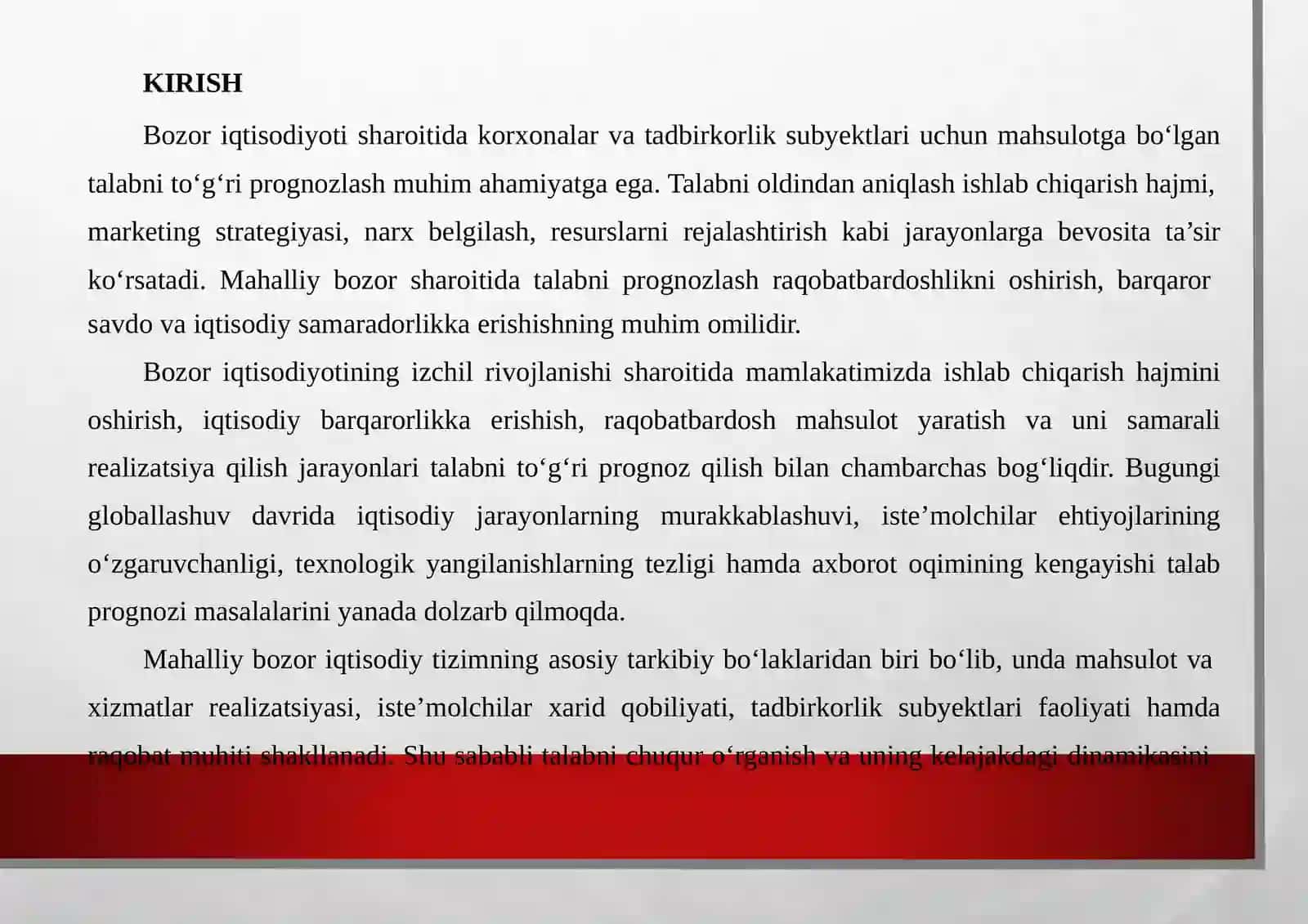 Mahalliy bozoridagi talabni prognorz qilish 2