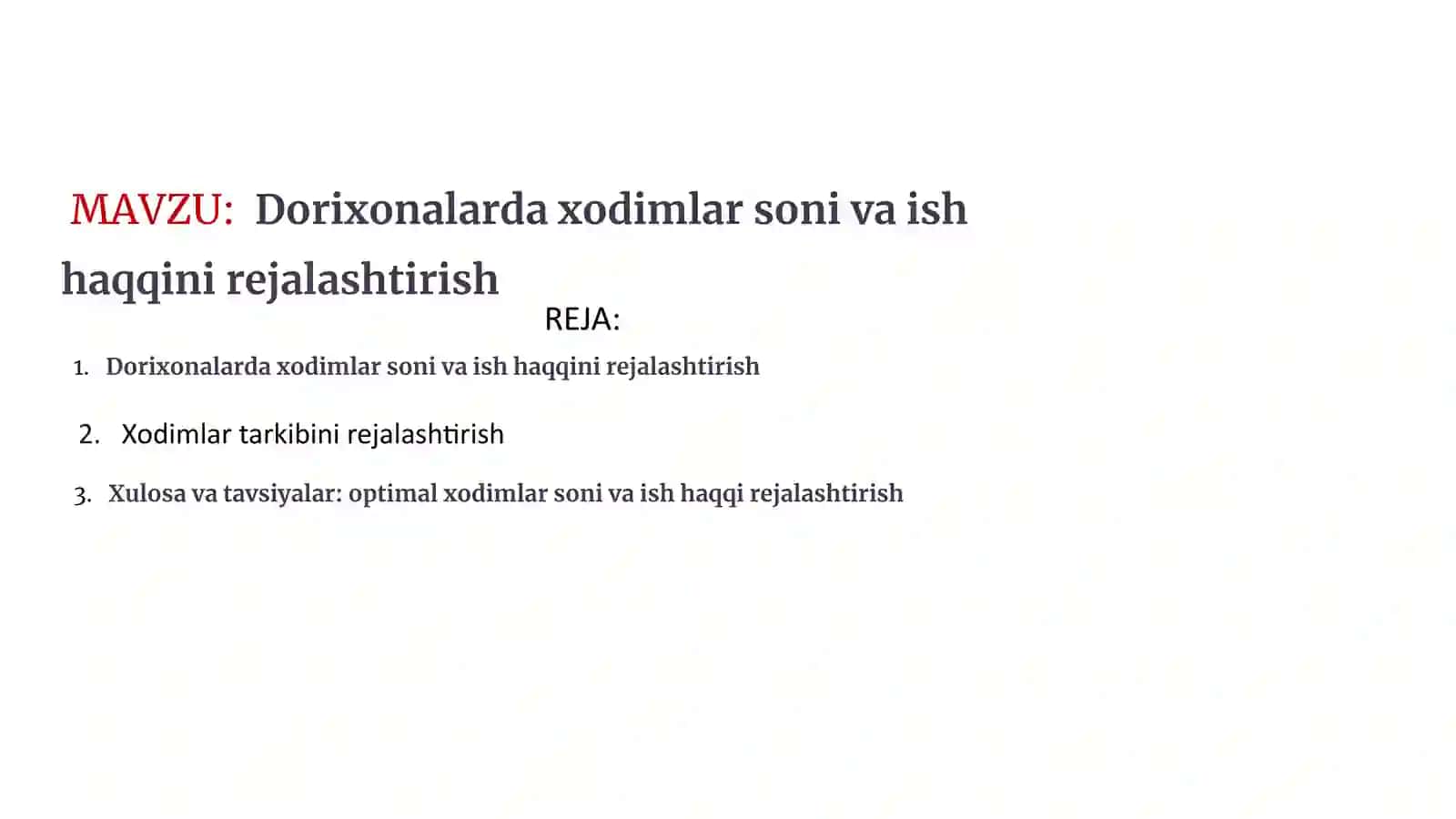 Dorixonalarda xodimlar soni va ish haqqini rejalashtirish 2