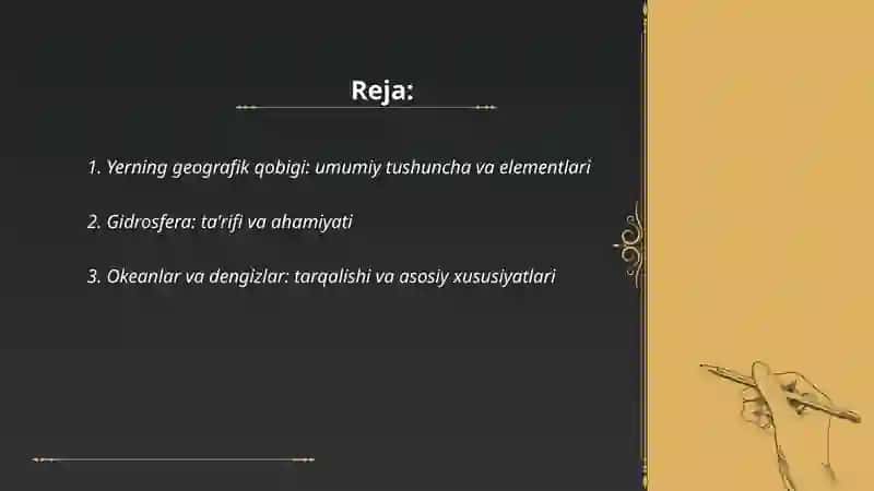 Yerning geografik qobiği. Gidrosfera 2