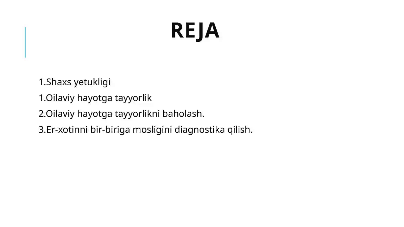 Oilaviy hayotga tayyorlik diagnostikasi 2