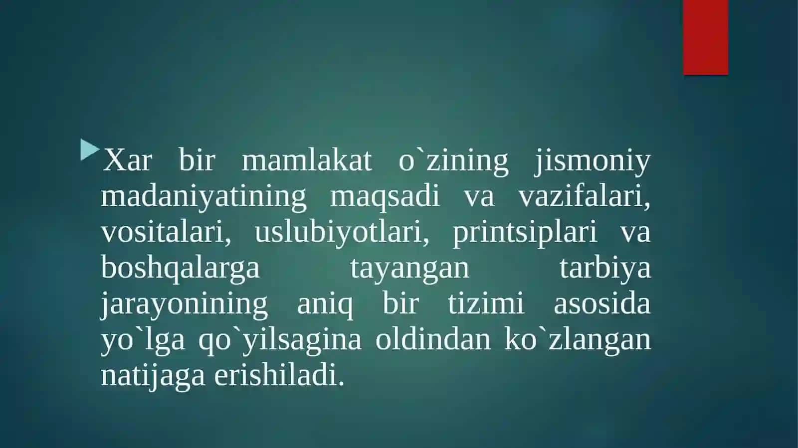 O‘zbekiston Respublikasida jismoniy madaniyat tizimini rivojlanishi 2