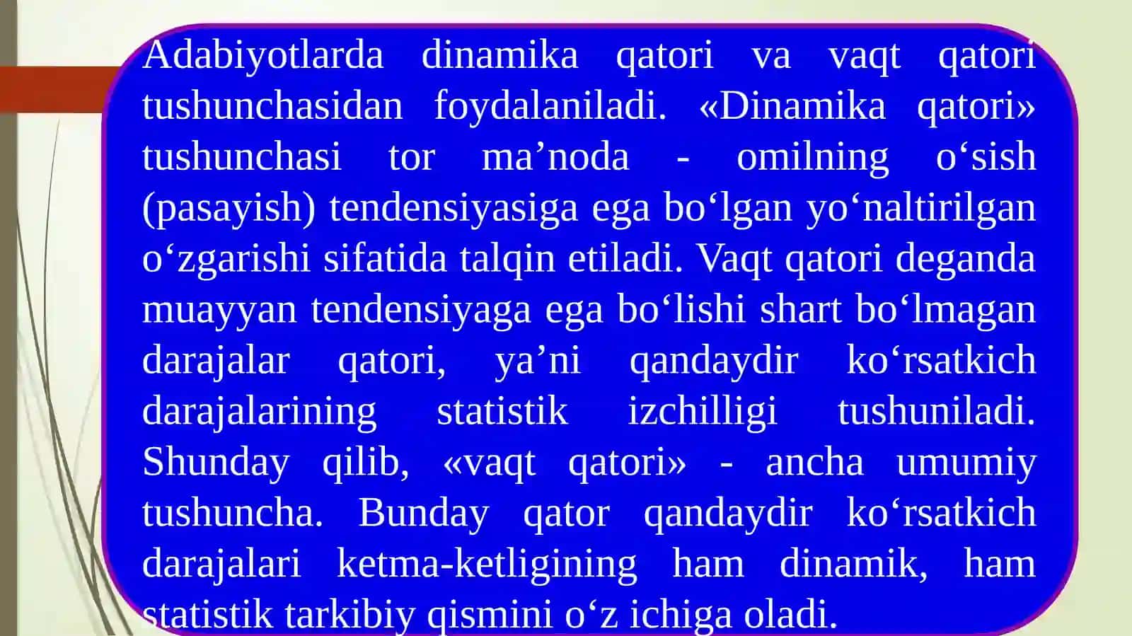 Vaqtli qatorlar va dinamika ekonometrik modellar 2