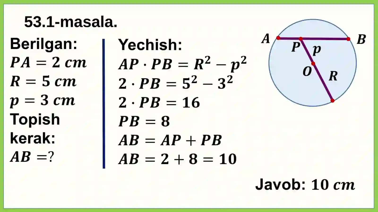Geometriya9-sinf Mavzu:Amaliy-tatbiqiy masalalaryechish 53.1-masala 2