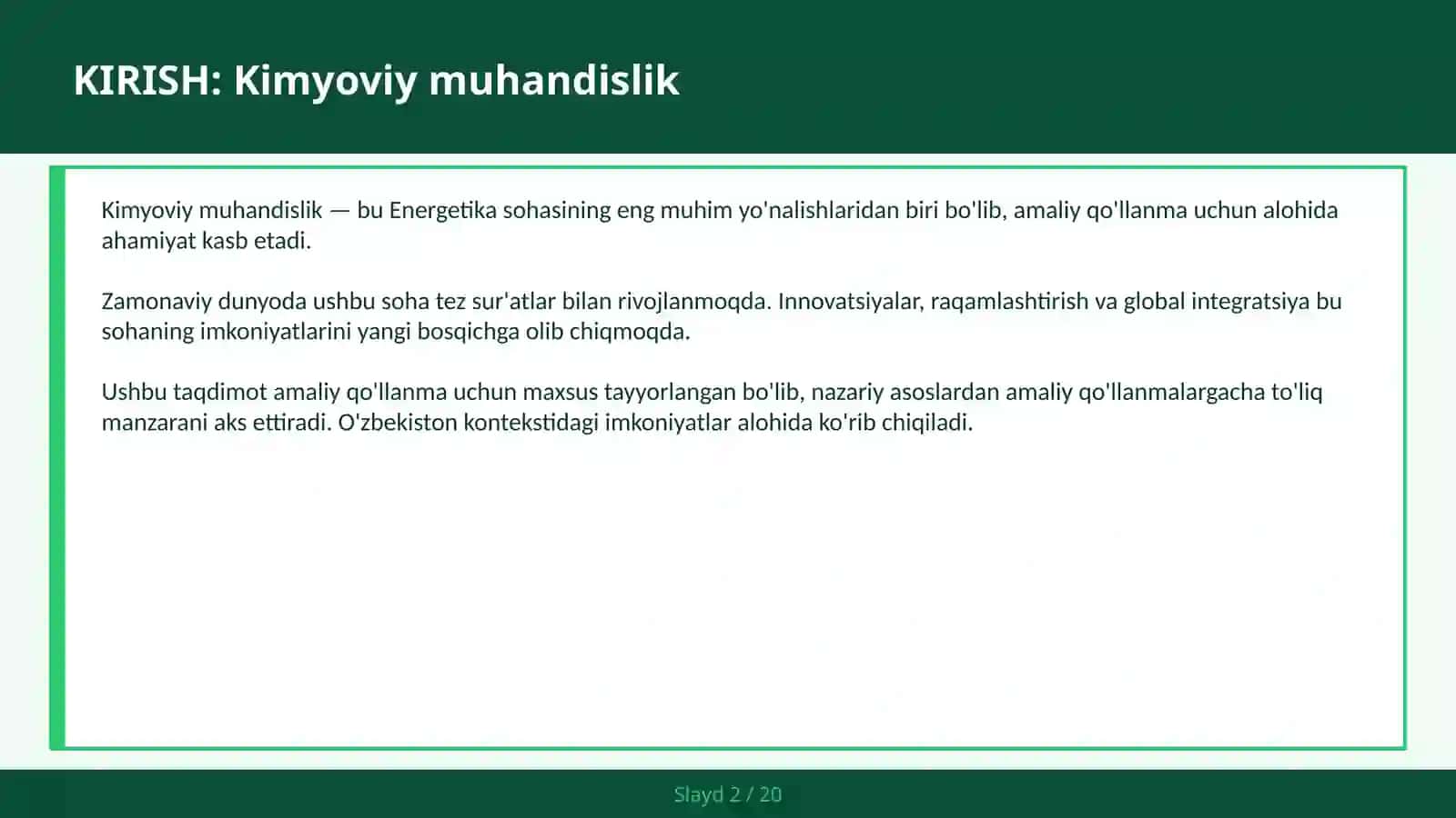 Kimyoviy muhandislik 2
