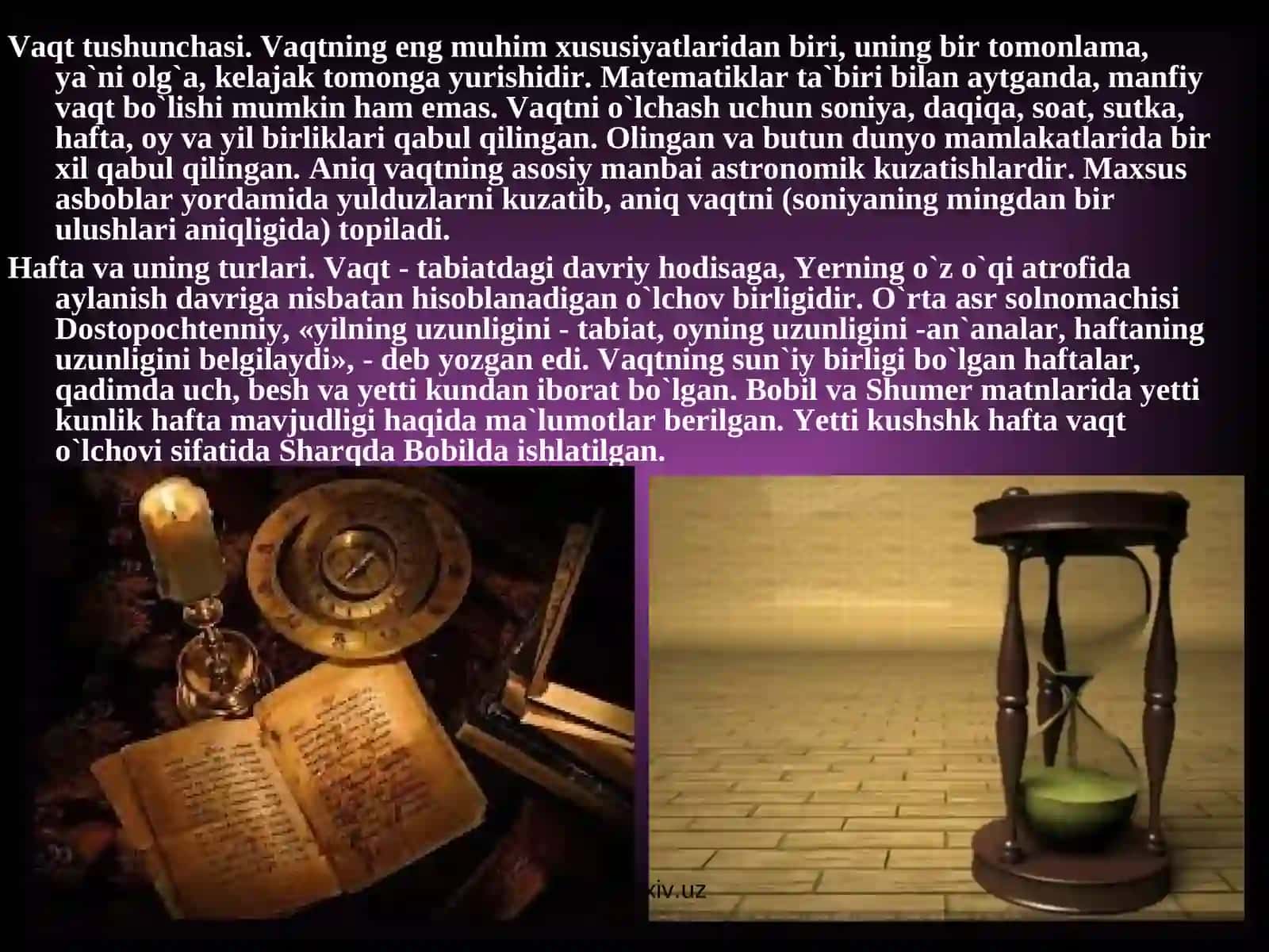 Qadimgi vaqt o’lchovining dastlabki shakllari 2