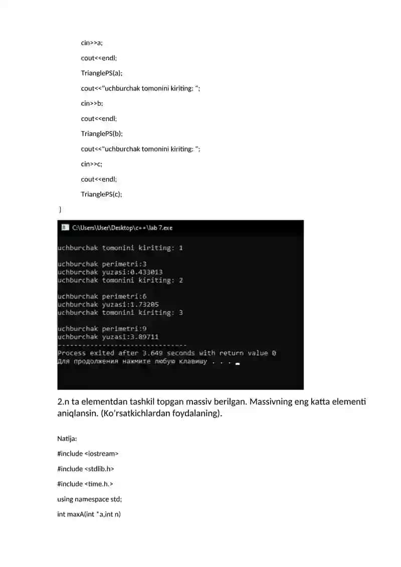 MASSIVLAR. BIR O’LCHOVLI VA KO’P O’LCHOVLI MASSIVLAR. MASSIV ELEMENTLARINI SARALASH USULLARI 2