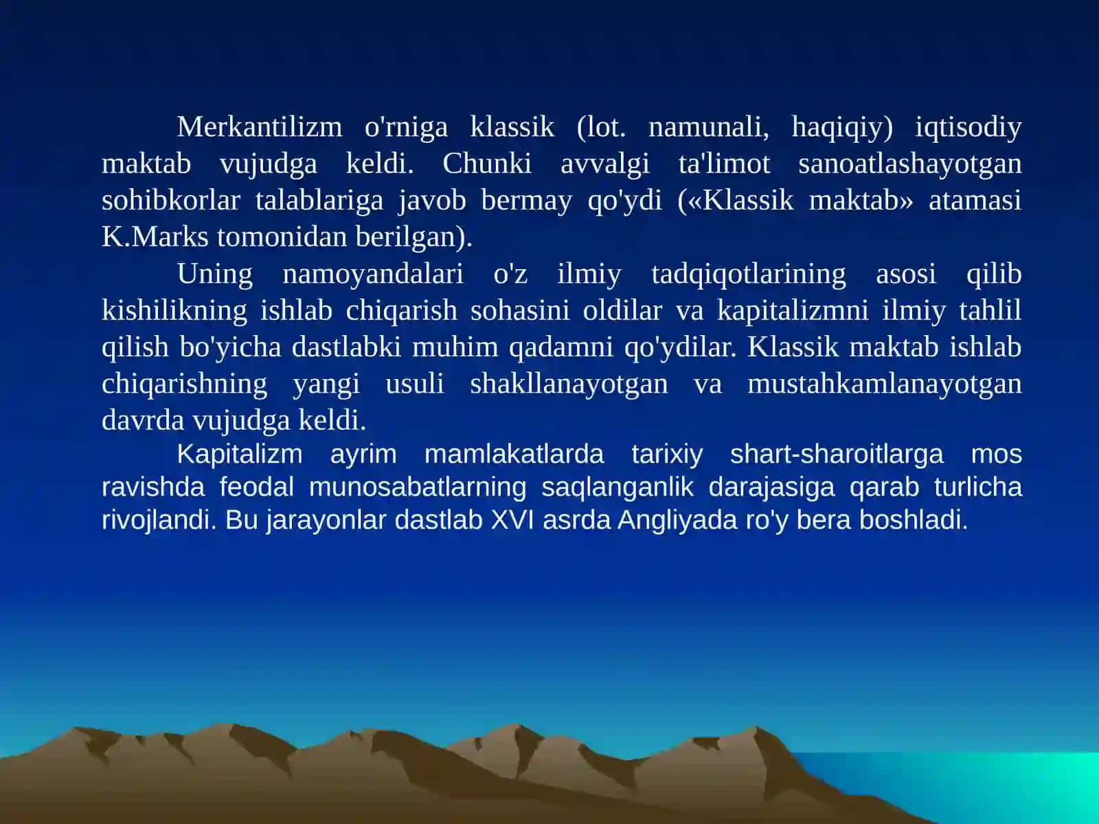 Klassik Iqtisodiy maktabning vujudga kelishining tariyxiy jixatlari va umumiy tafsifnomasi 2