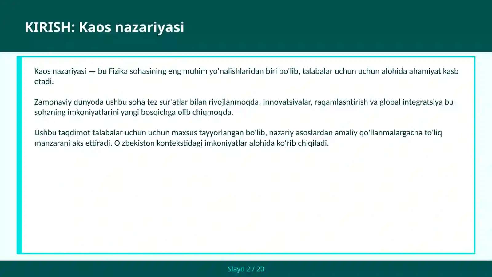 KAOS NAZARIYASI 2