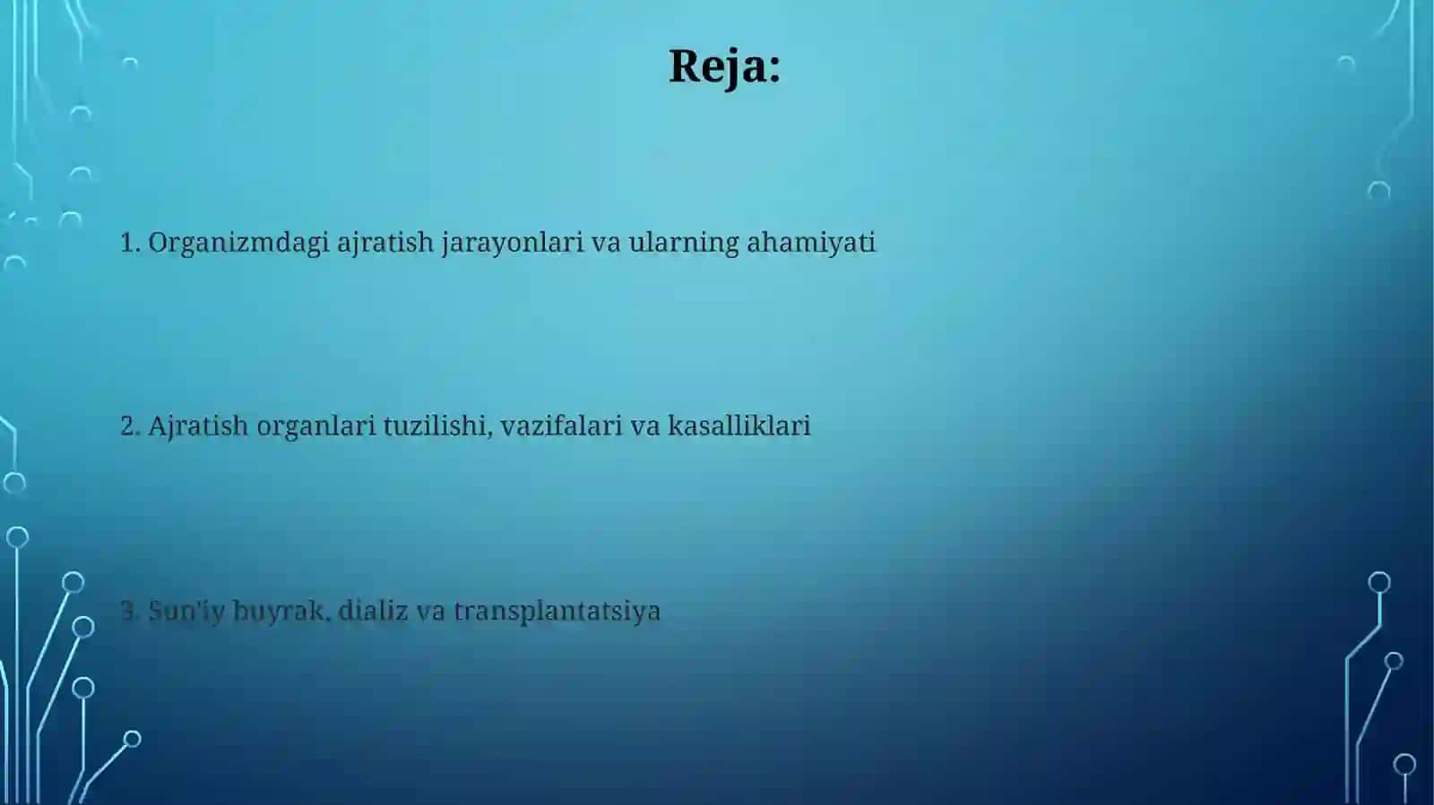 Organizmdagi ajratish jarayonlari va metabolik chiqindilar 2