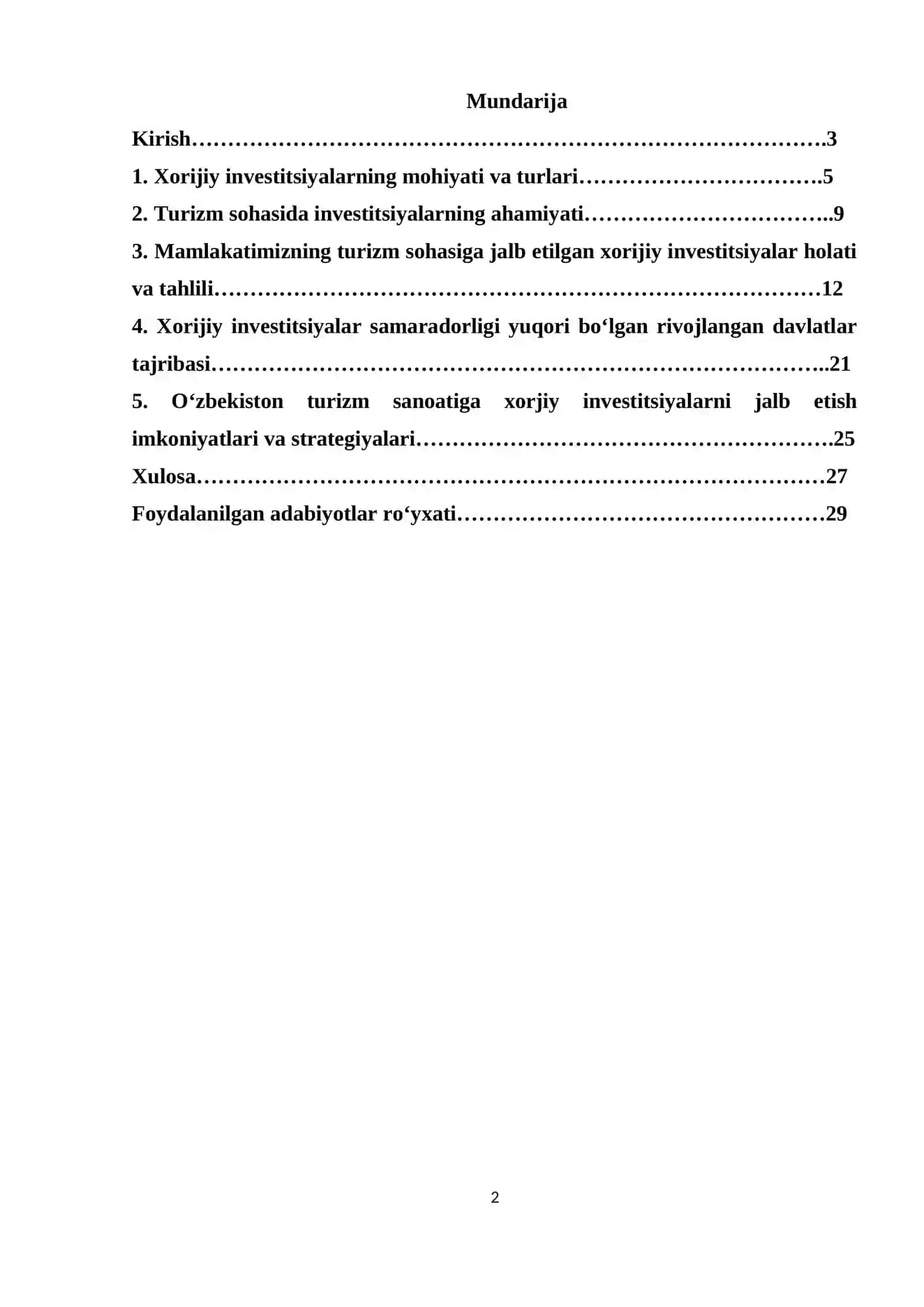 Turizmni rivojlantirishda xorijiy investitsiyalarning roli 2