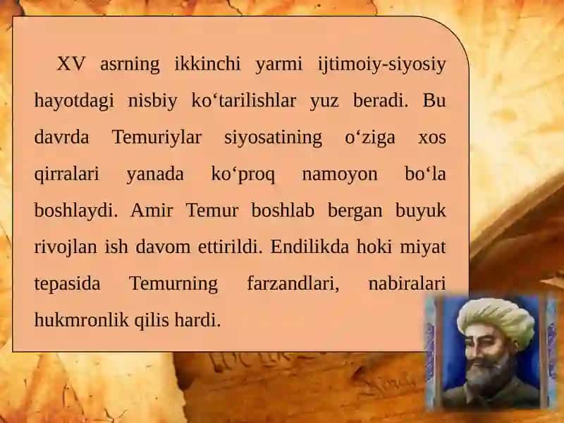 XV asrning ikkinchi yarmiijtimoiy-siyosiy hayot dagini sbl ko‘tarilishi 2