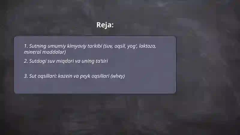 Barcha qishloq xoʻjaligi hayvonlari sutini kimyoviy tarkibi 2