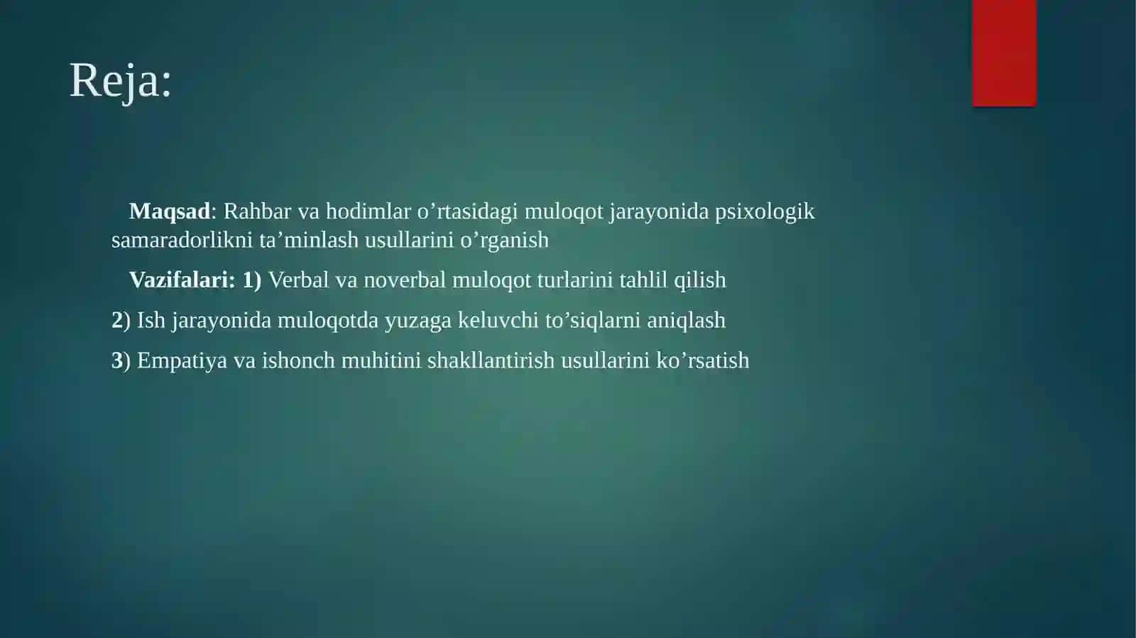 Rahbar va hodim o’rtasida samarali muloqot psixologiyasi 2