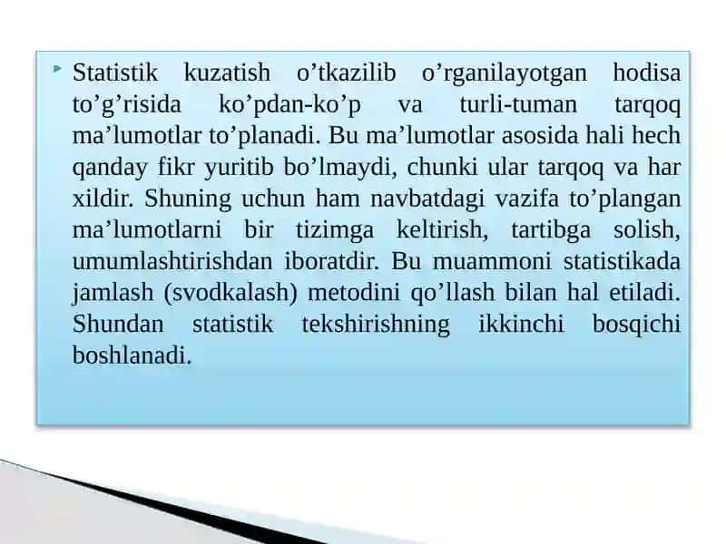 Statistikada jamlash va gruhlash 2