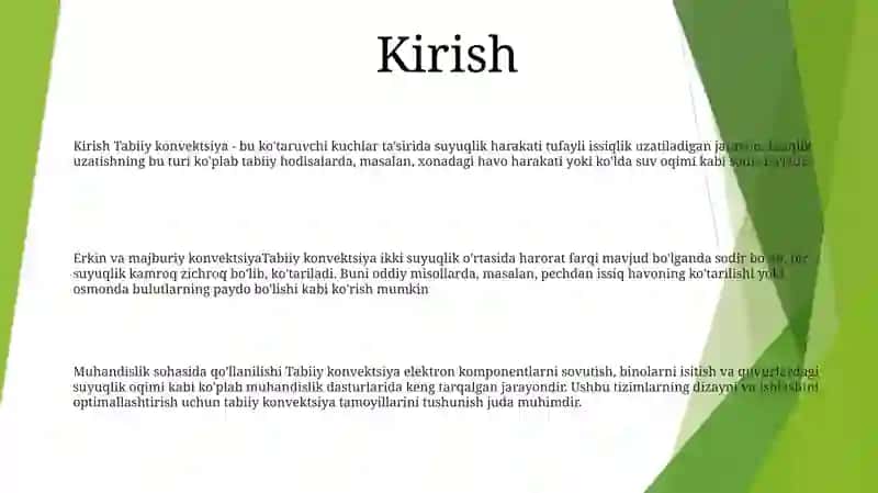 Tabiiy Konveksiyada Issiqlik Berilishi 2