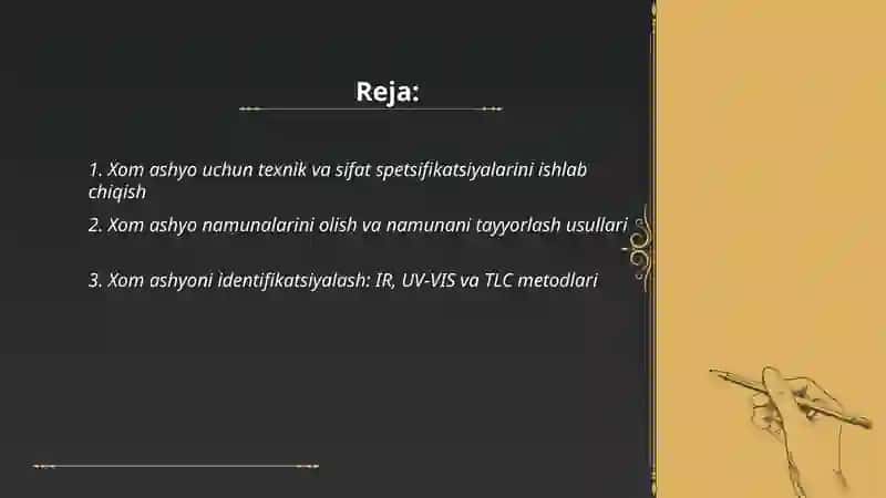 Farmatsevtik ishlab chiqarishda xom ashyoni standartlashtirish usullari 2