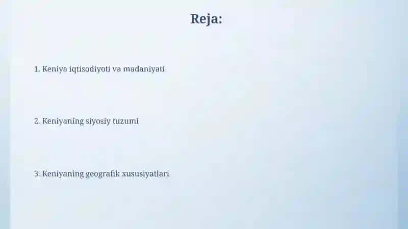 Keniya iqtisodiyoti va madaniyati 2