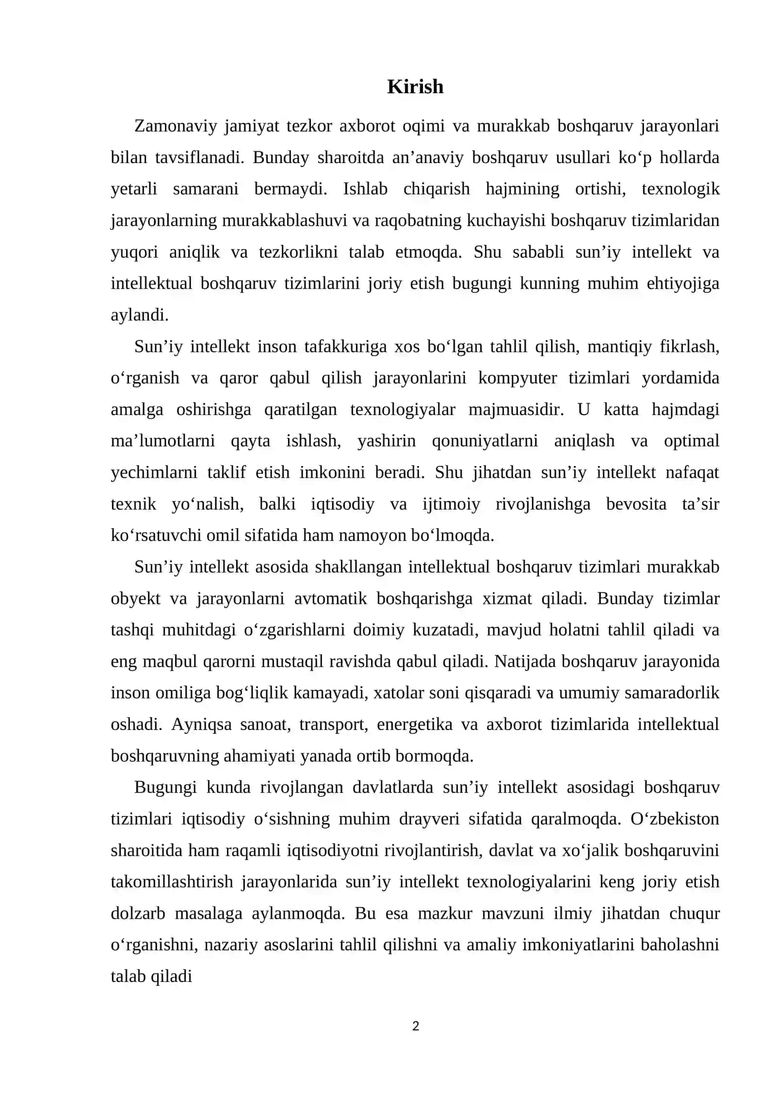 SUNʼIY INTELLEKT VA INTELLEKTUAL BOSHARUV TIZIMLARI 2