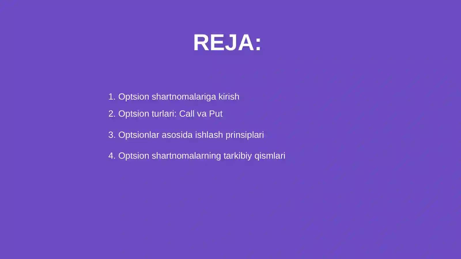 Optsion shartnomalari va ularning xususiyati 2