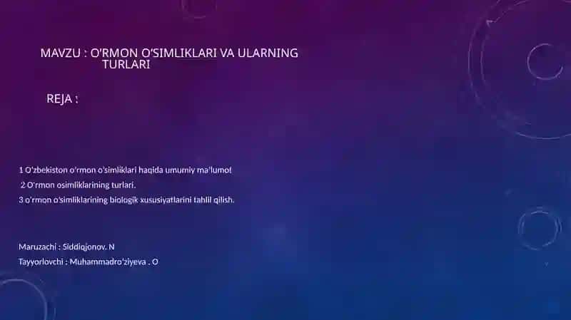 O’zbekiston o’rmon o’simliklari haqida umumiy ma’lumot 2