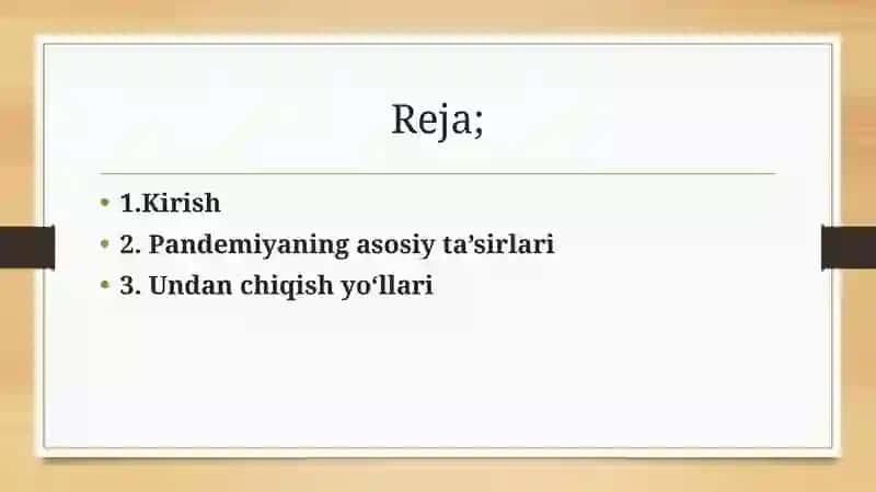 COVID-19 pandemiyasining jahon iqtisodiyotiga ta’siri va undan chiqish yo‘llari 2