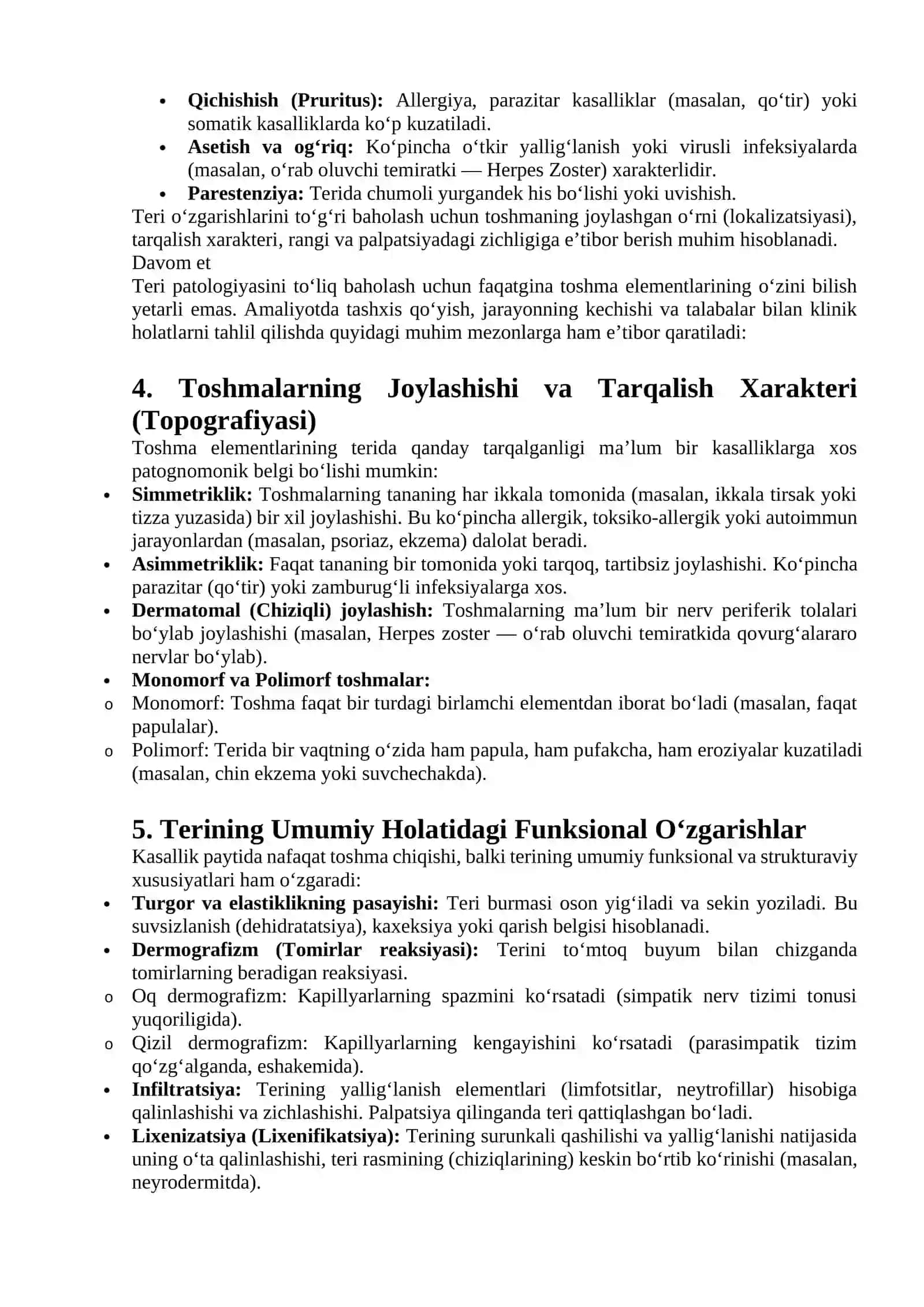 Teri o`zgarishlarida kuzatiladigan asosiy simptomlar 2