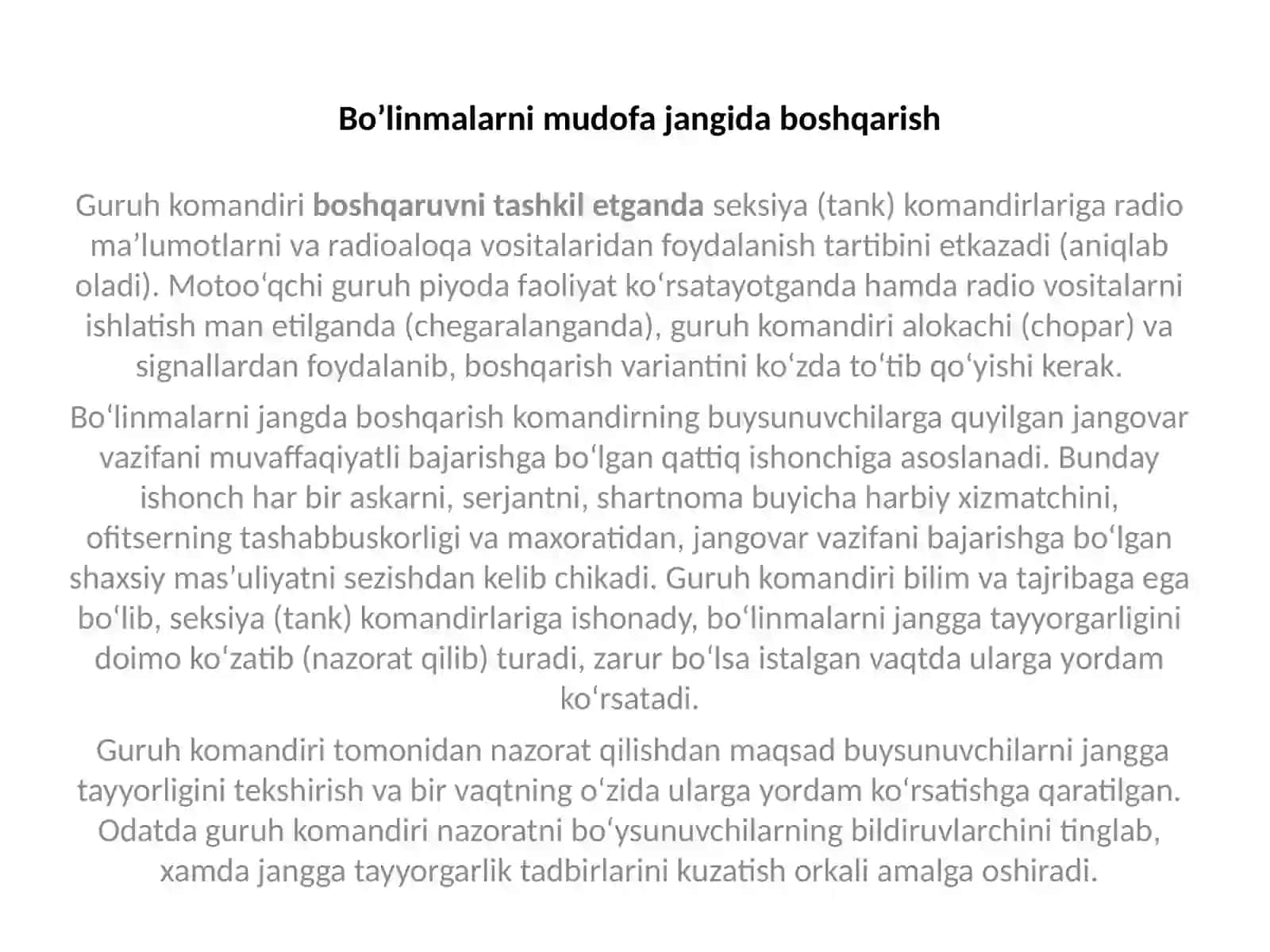 Jangda jangovor guruxni boshqarish 2