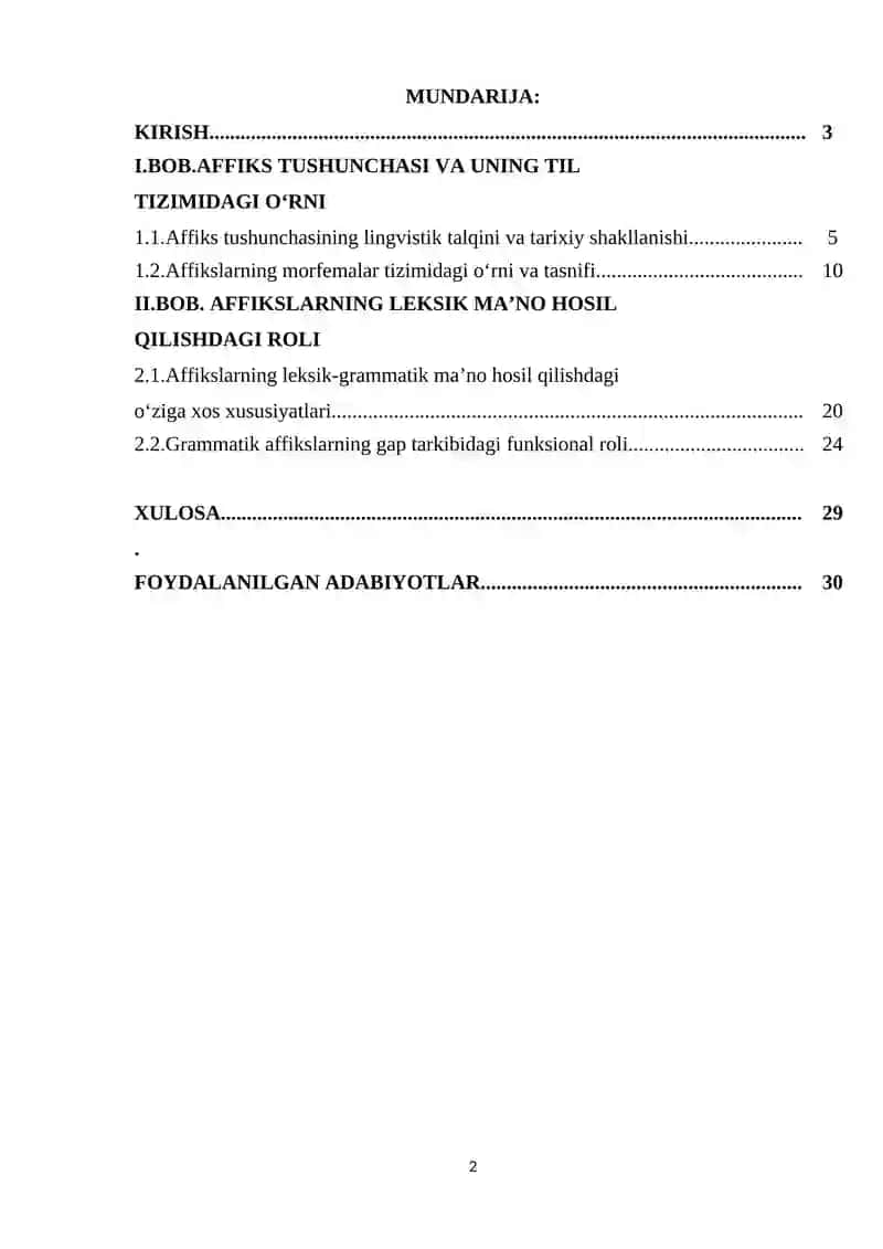 AFFIKSLARNING LEKSIK VA GRAMMATIK MA’NO HOSIL QILISHDAGI ROLI 2