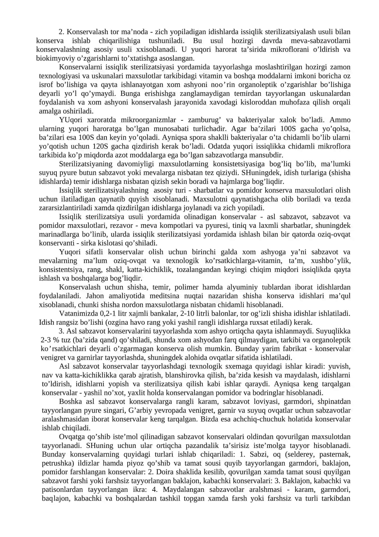 MA’RUZA: KARTOSHKA, SABZAVOT VA MEVALARNI BIRLAMCHI QAYTA ISHLASH TEXNOLOGIYASI 2