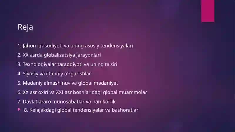 XX asrda globall tendensiyalar 2