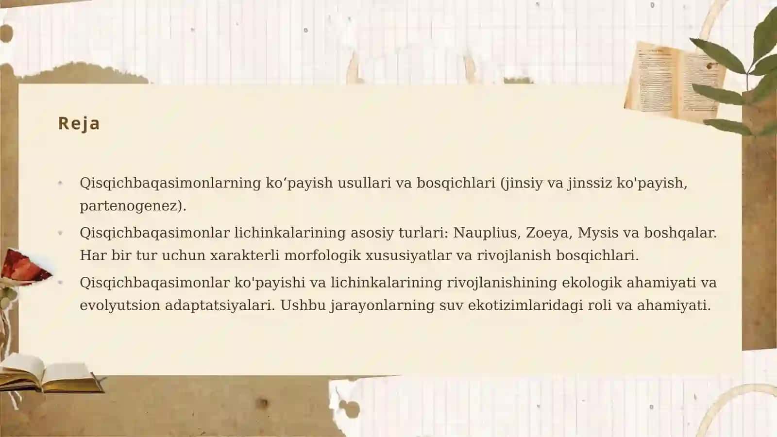 Qisqichbaqasimonlar ko'payishi va rivojlanishi 2