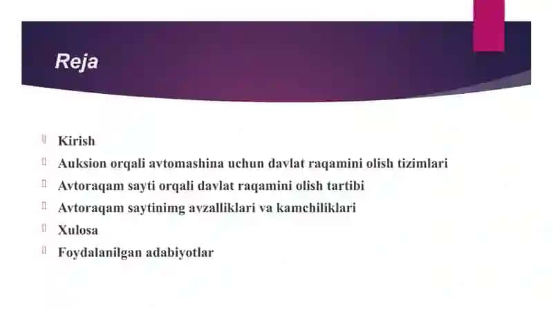 Auksion orqali avtomashina uchun davlat raqamini olish tizimlari 2