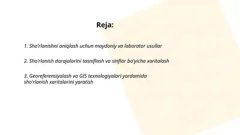 Yerlarning sho'rlanish xaritasini tuzish 2