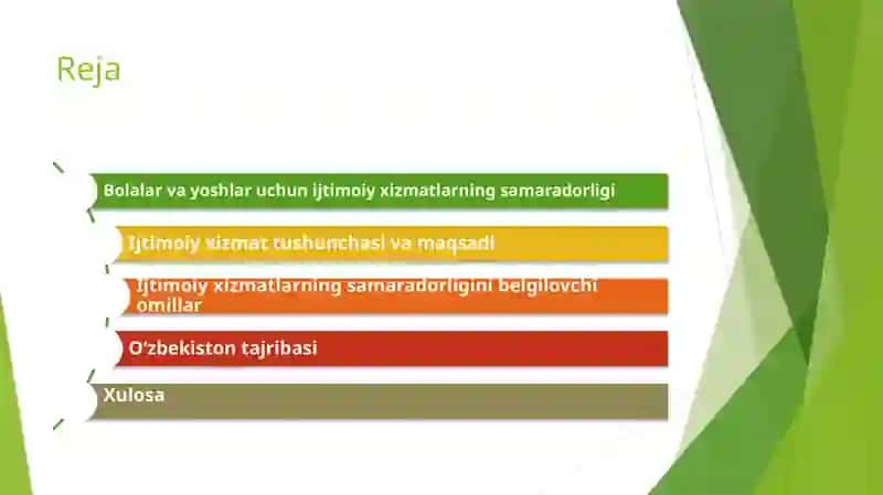 Taqdimot Bolalar va yoshlar uchun ijtimoiy xizmatlarning samaradorligi 2