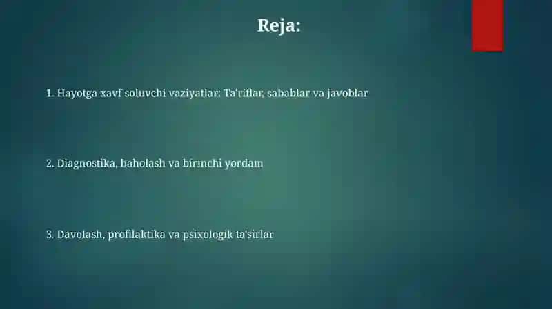 Hayot uchun xavfli holatlar 2