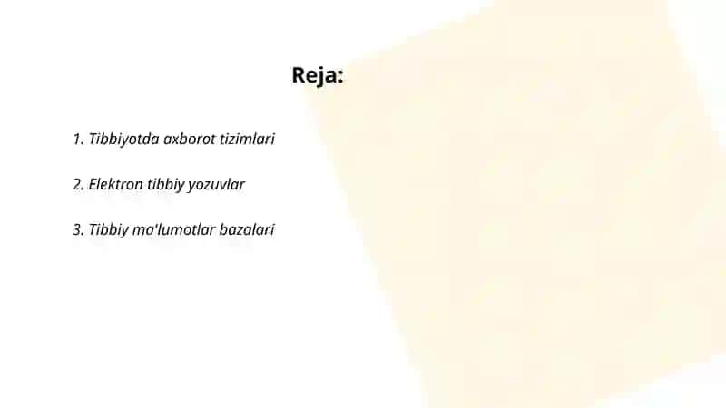 Tibbiyot masalalarini yechishda axborot - kommunikatsiya texnologiyalari 2