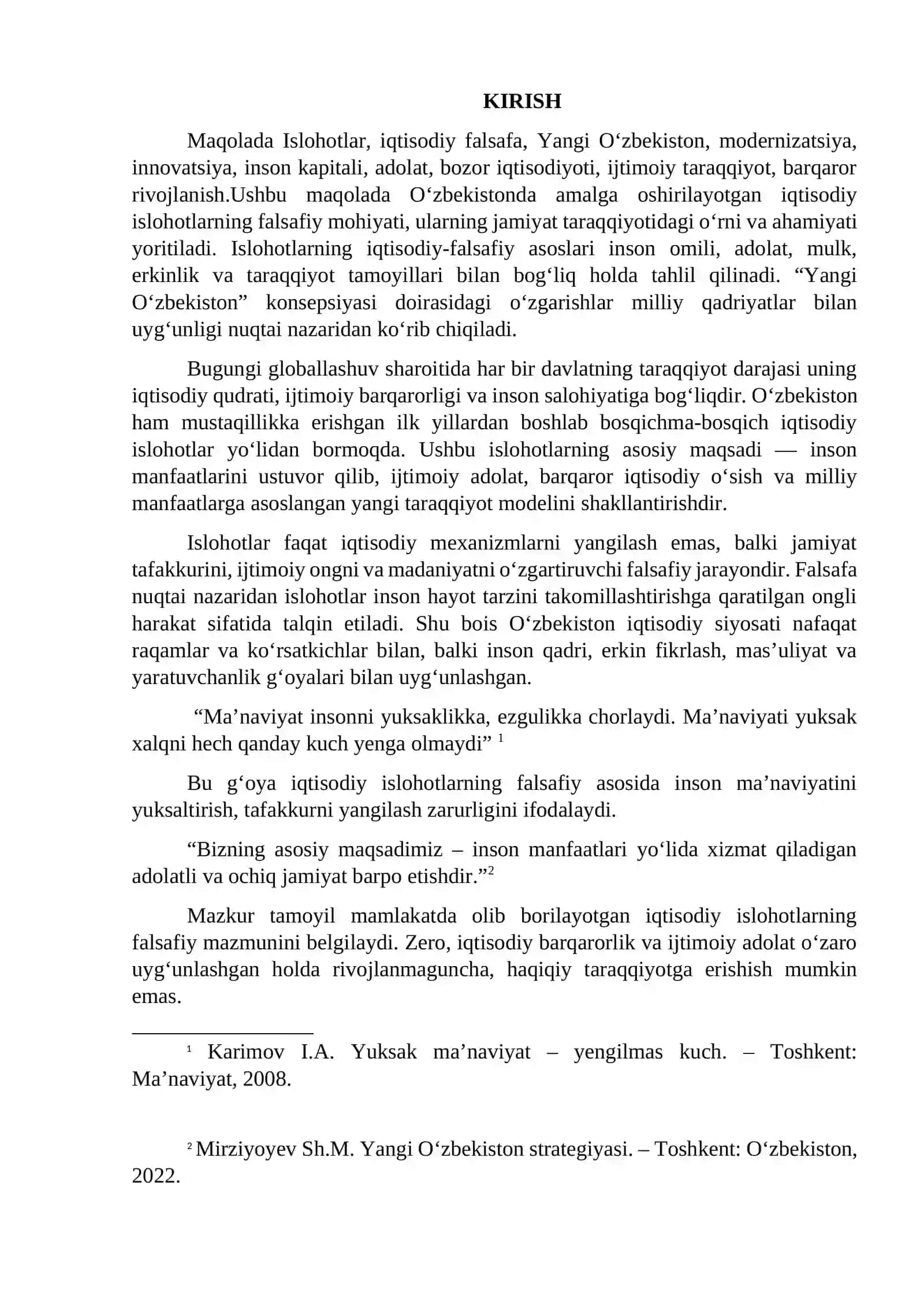 O‘ZBEKISTONDA OLIB BORILAYOTGAN ISLOHOTLARNING IQTISODIY-FALSAFIY ASOSLARI 2