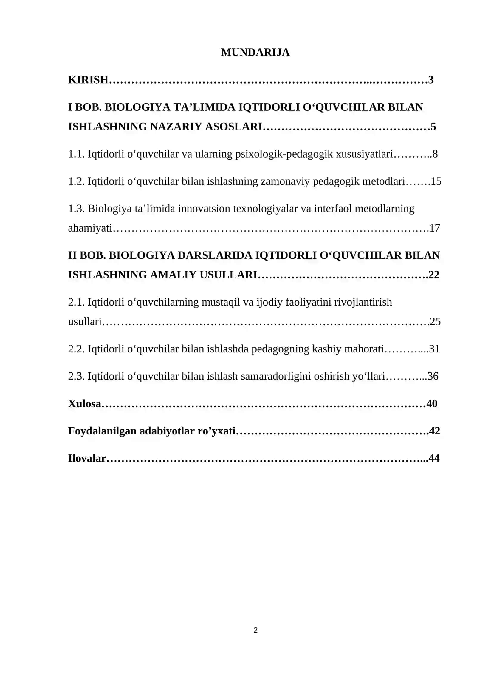 BIOLOGIYA TA’LIMIDA IQTIDORLI O‘QUVCHILAR BILAN ISHLASH METODLARI 2