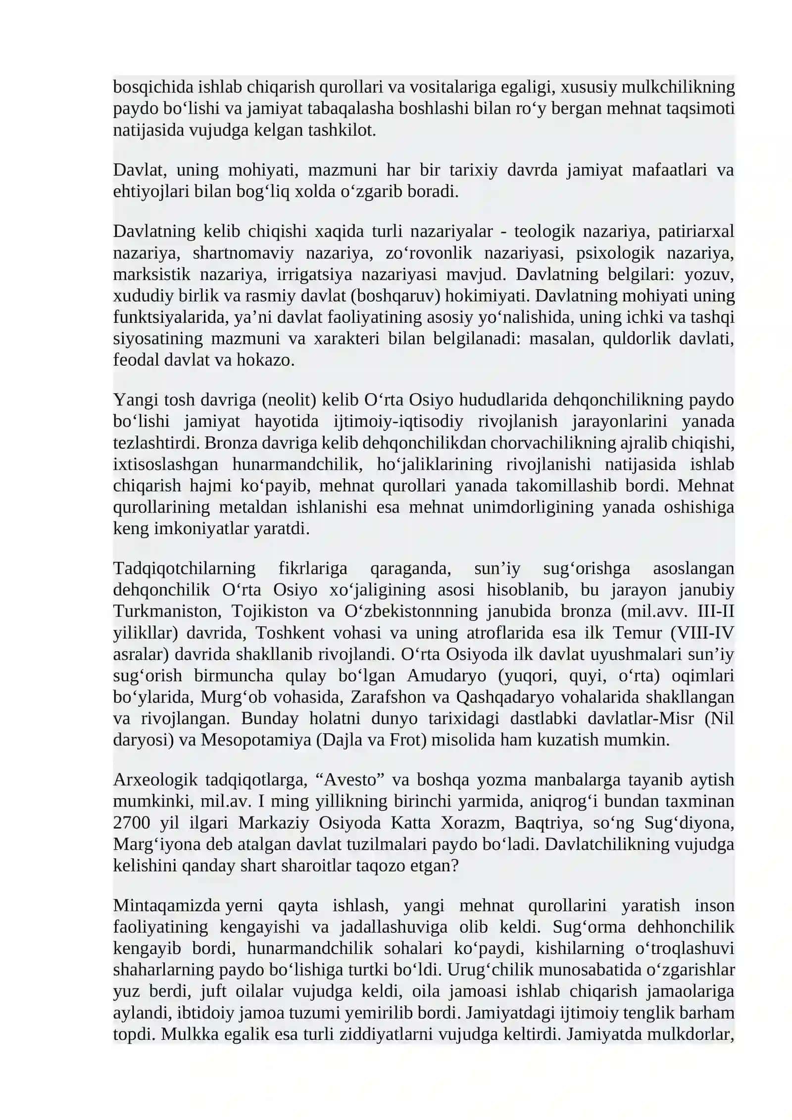 O‘zbekiston hududida dastlabki davlat uyushmalarining vujudga kelishi 2