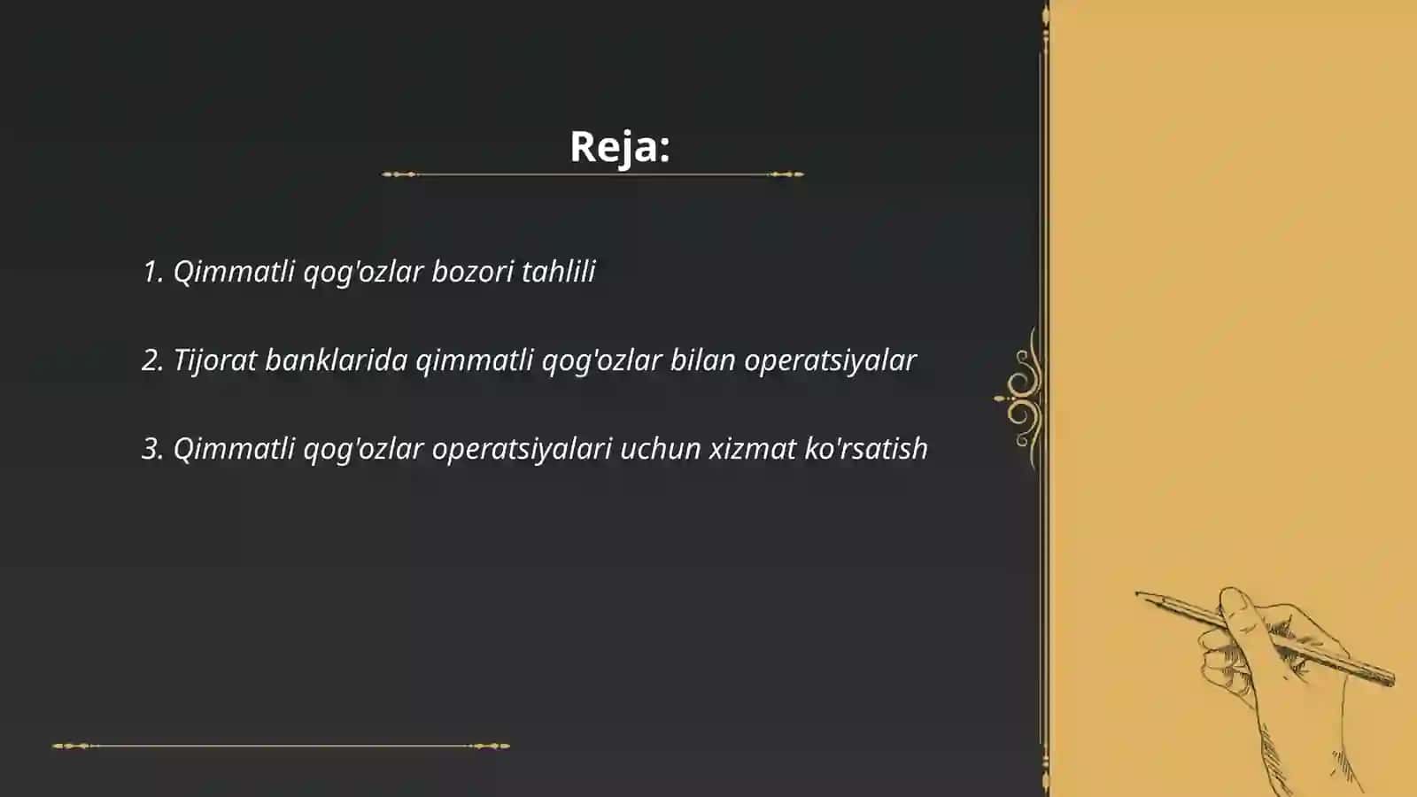 Tijorat banklarida qimmatli qoĝozlar bilan operatsiyalar bajarishning servisini tashkil etish 2
