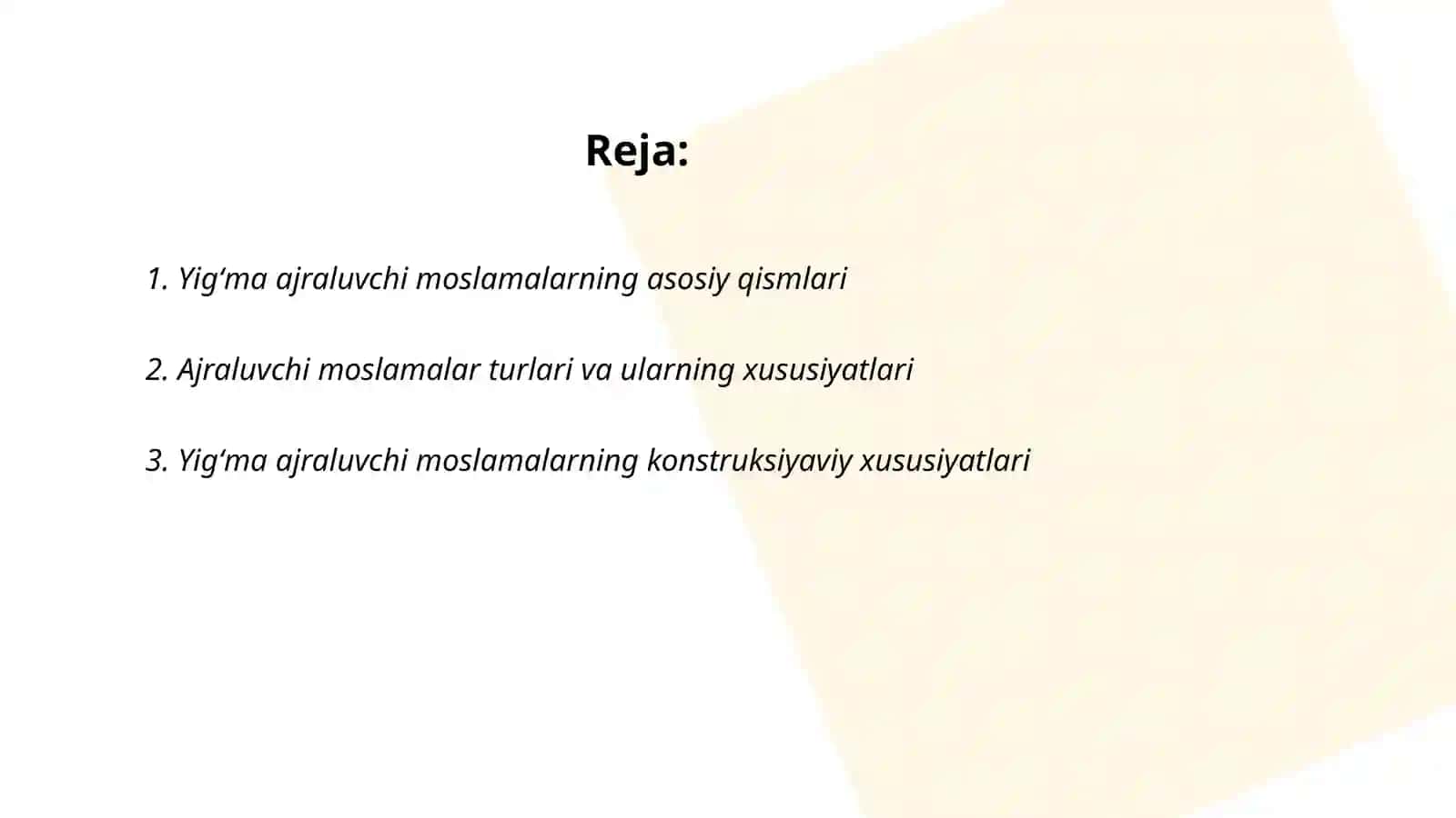Yigʻma ajraluvchi moslamalarni konstruksiyasi va elementlari bilan tanishish 2