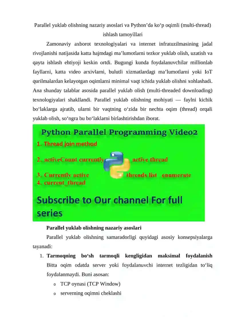 PYTHON’DA PARALLEL YUKLAB OLISH (MULTI-THREAD DOWNLOADER) YARATISH 2