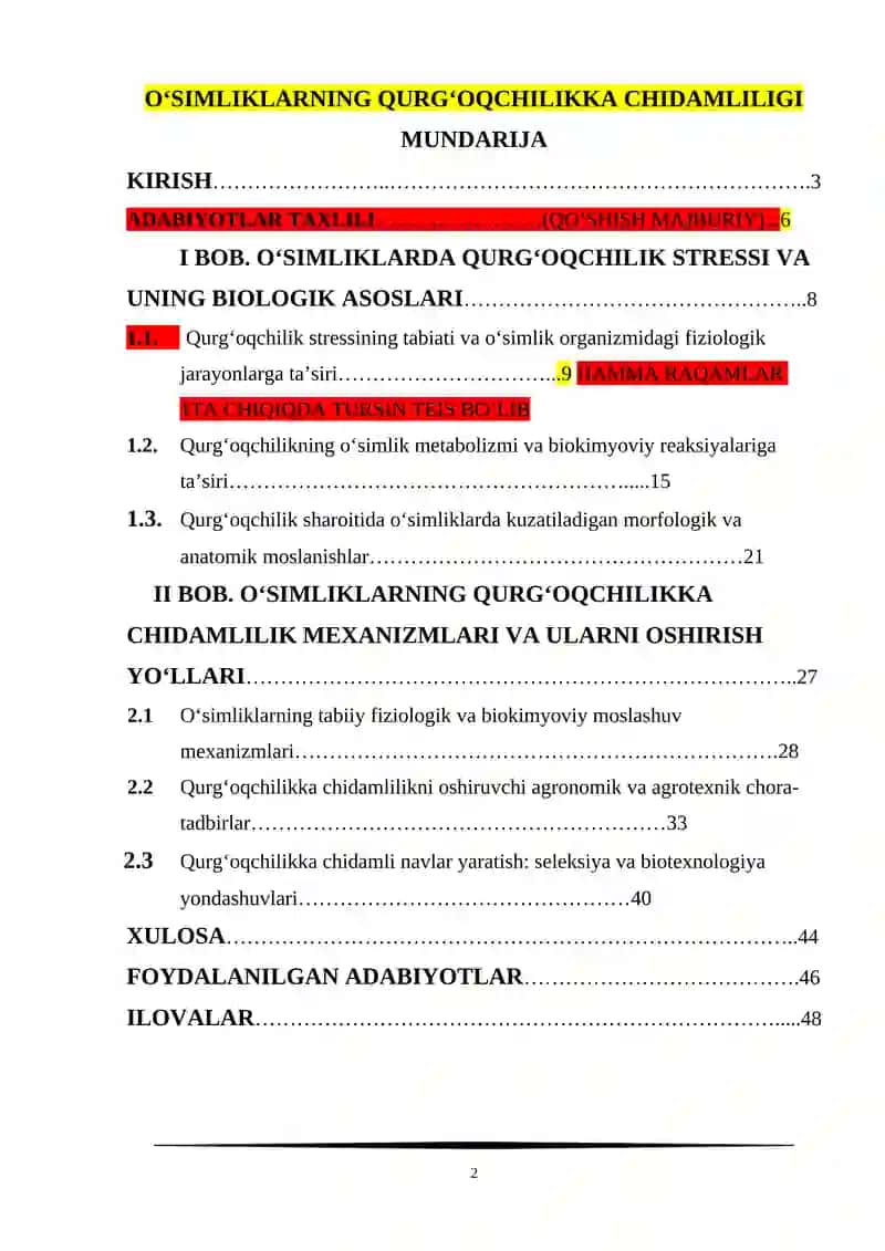Qurg‘oqchilik va o‘simliklarning chidamlilik mexanizmlari 2
