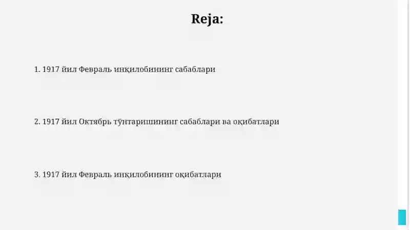 1917- yil fevral inqilobi va Oktabr tòntarishi sabablari va oqibatlari 2