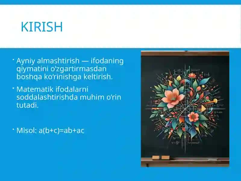 Ayni almashtirish slayd 2